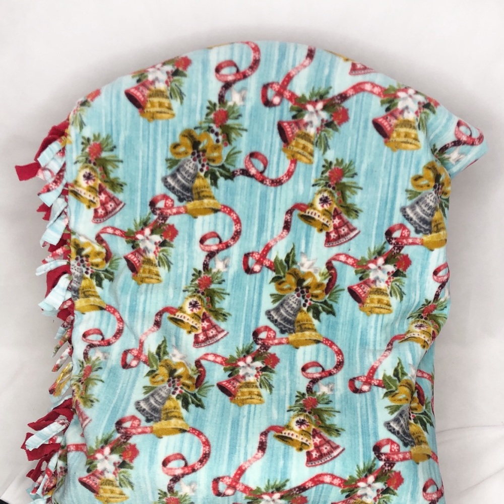 Gold Christmas Bells Handmade Tie Blanket